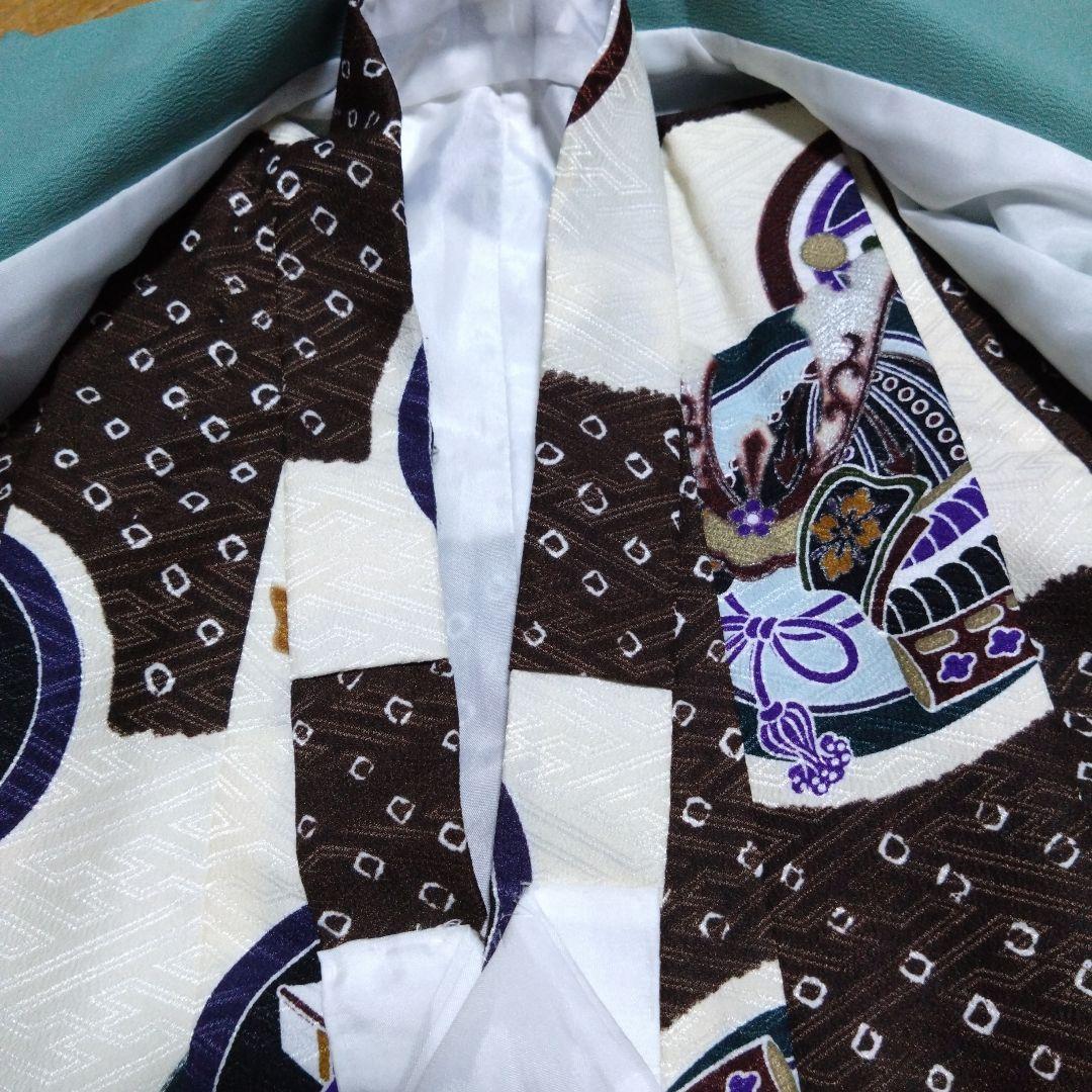 足袋雪駄付き★三歳★男の子★青緑色被布＆茶白着物