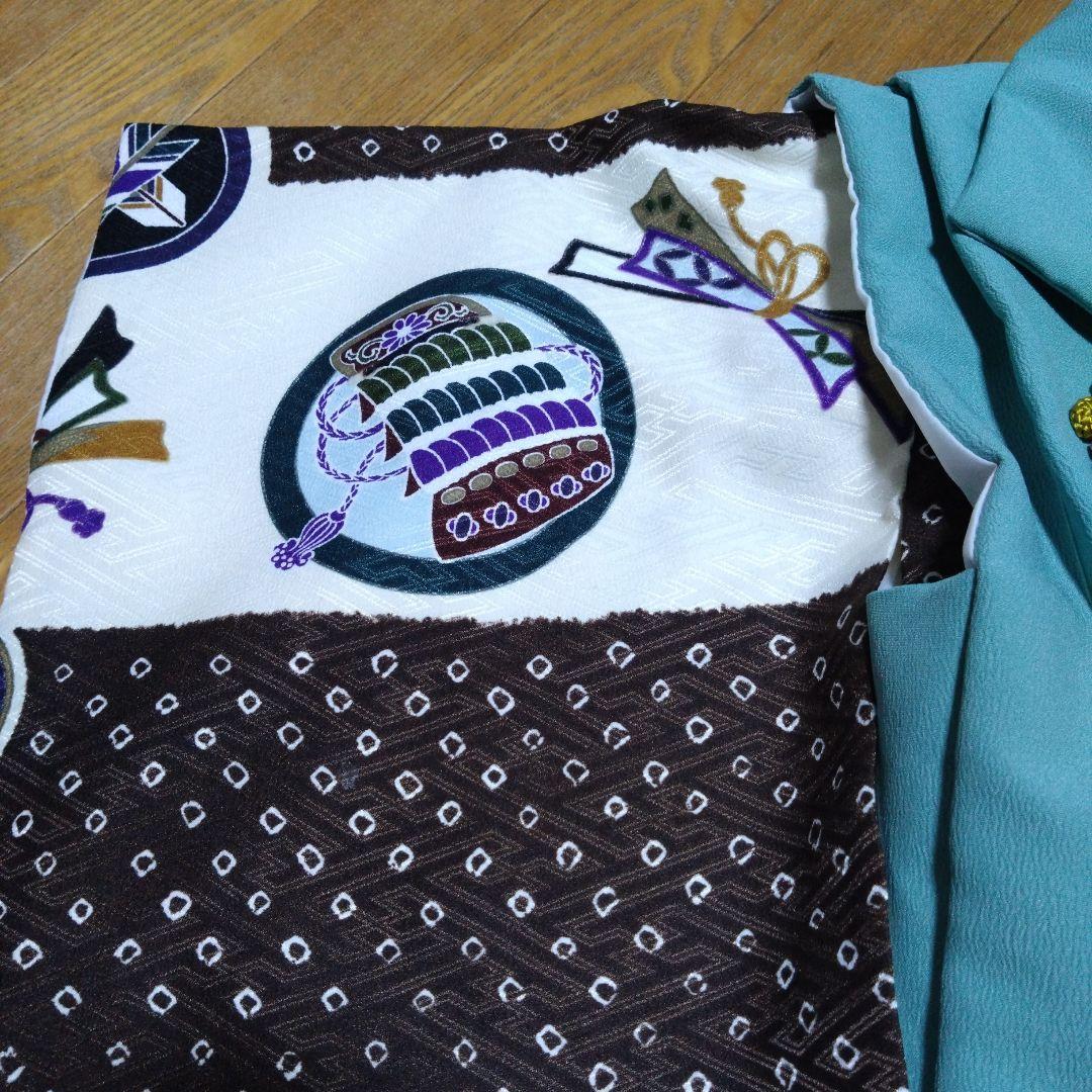 足袋雪駄付き★三歳★男の子★青緑色被布＆茶白着物