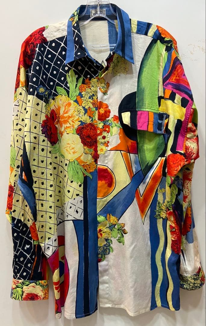 激レア！ジャンニ・ヴェルサーチシャツ　コットンツイル地　サイズ50 胸ポケット付