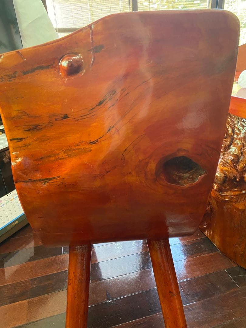 栃の木　とちの木　一枚板テーブル　注文製作　イス5脚　座敷用脚短い有　一枚板