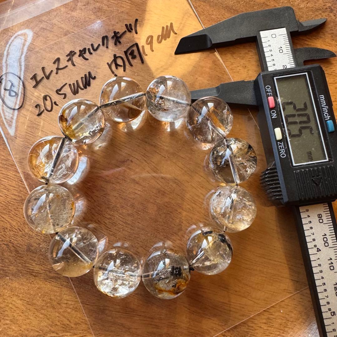 ④凹有　天然石 20.5mm エレスチャルクォーツ　内周19cm ブレスレット