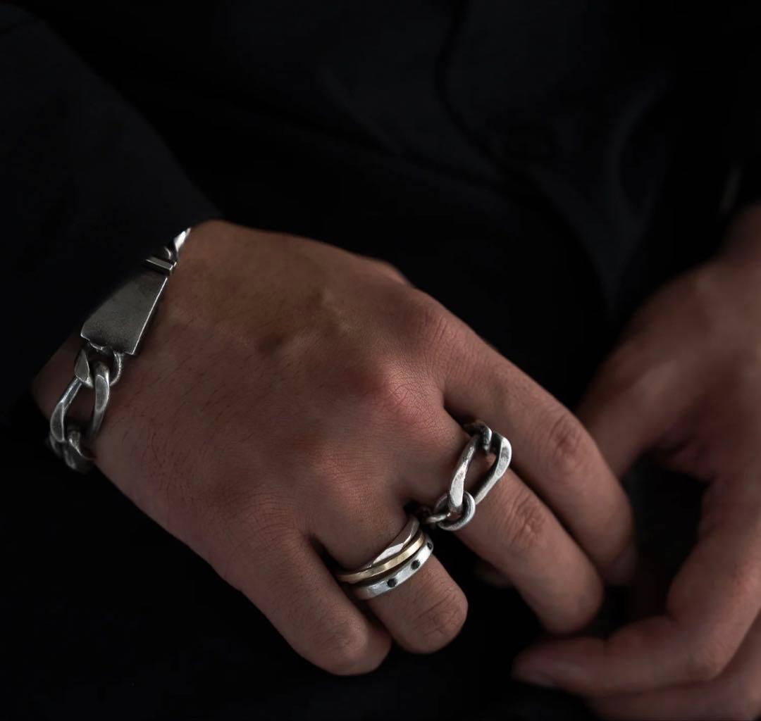 極美品 PRY シュウト Silver Mix Chain Ring